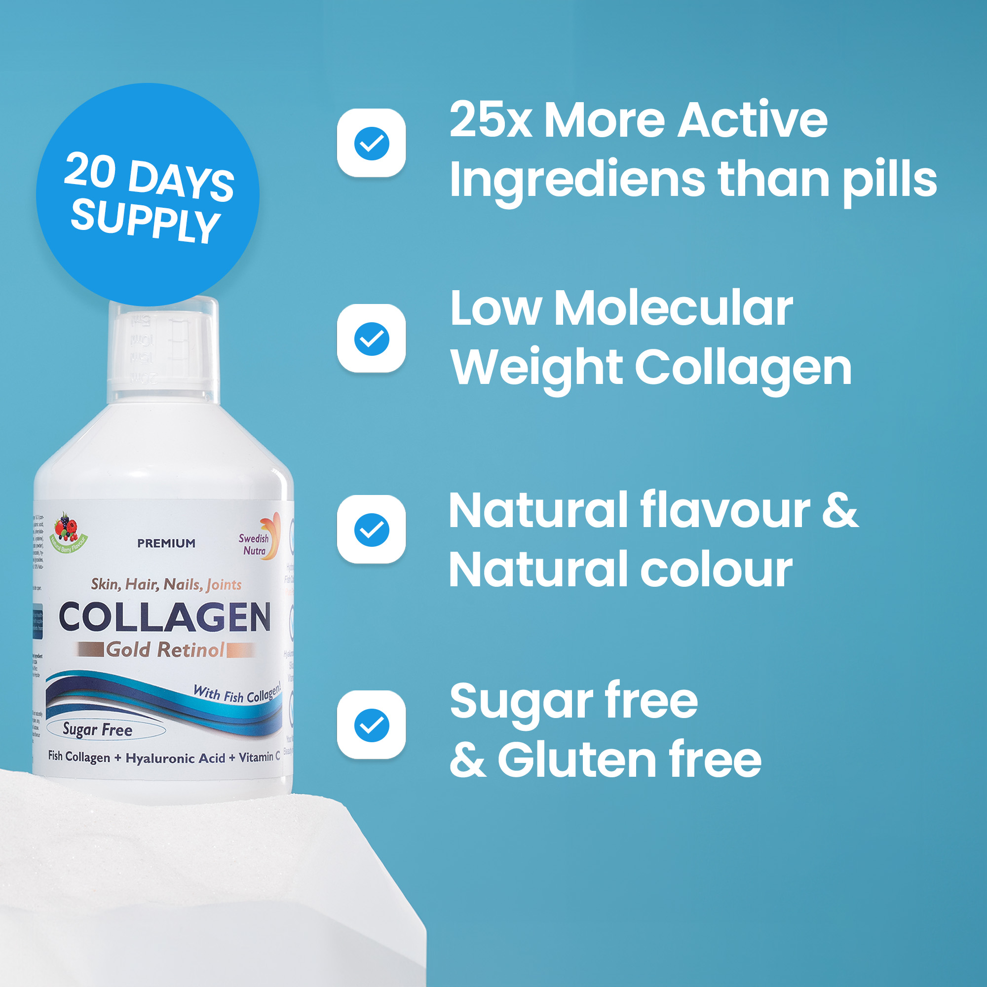 Swedish Nutra Collagen Gold Retinol Sugar Free 500ml - Image 4