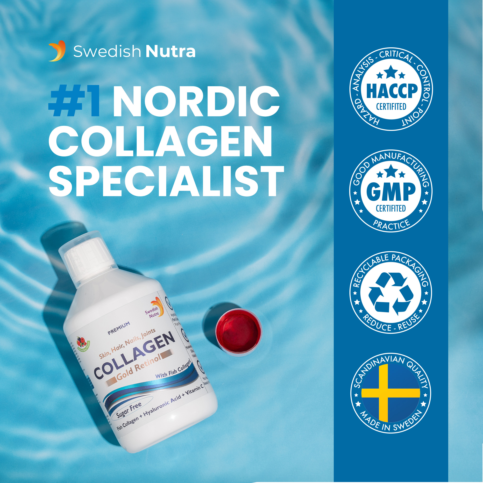 Swedish Nutra Collagen Gold Retinol Sugar Free 500ml - Image 6
